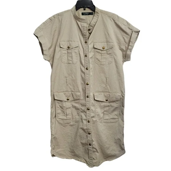 Lauren Ralph Lauren | Dresses | Lauren Ralph Lauren Womens 4 Beige Cargo  Shirt Dress | Poshmark